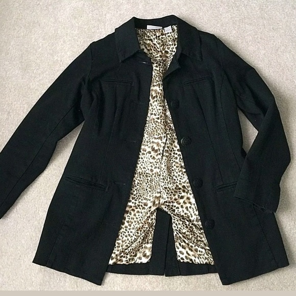 CHICO'S Black Denim Stretch Jacket Coat  Size 0 - Picture 5 of 9